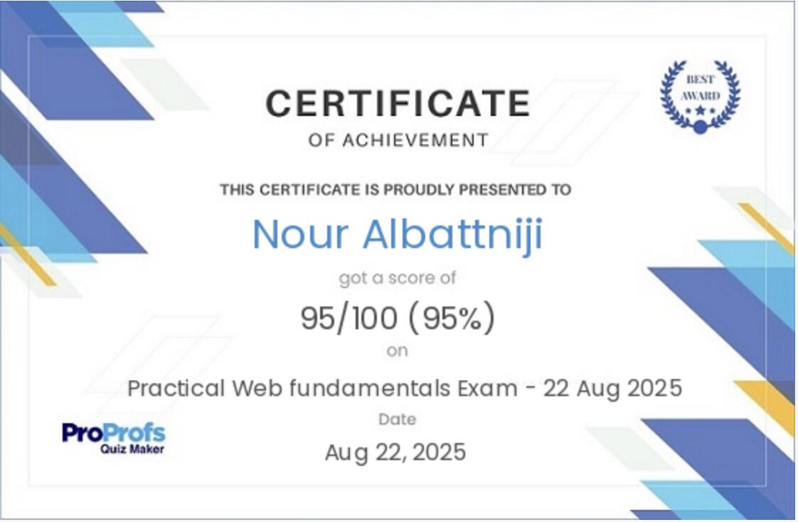 Practical Web Fundamentals certificate