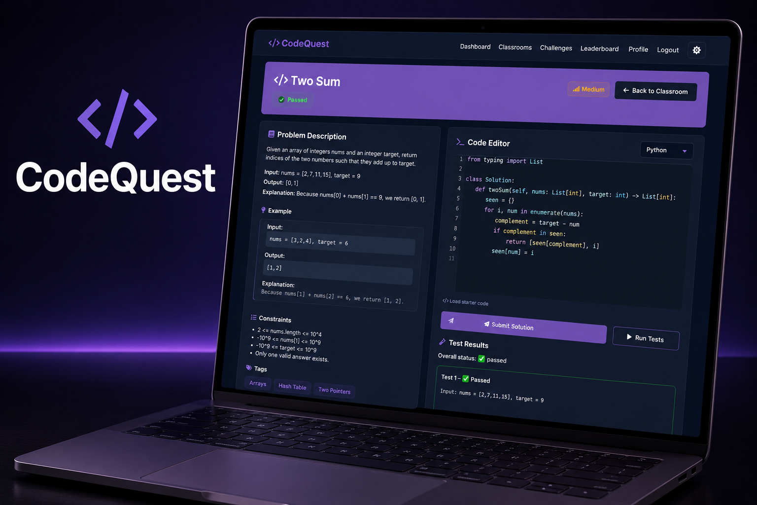 CodeQuest — fullstack coding platform